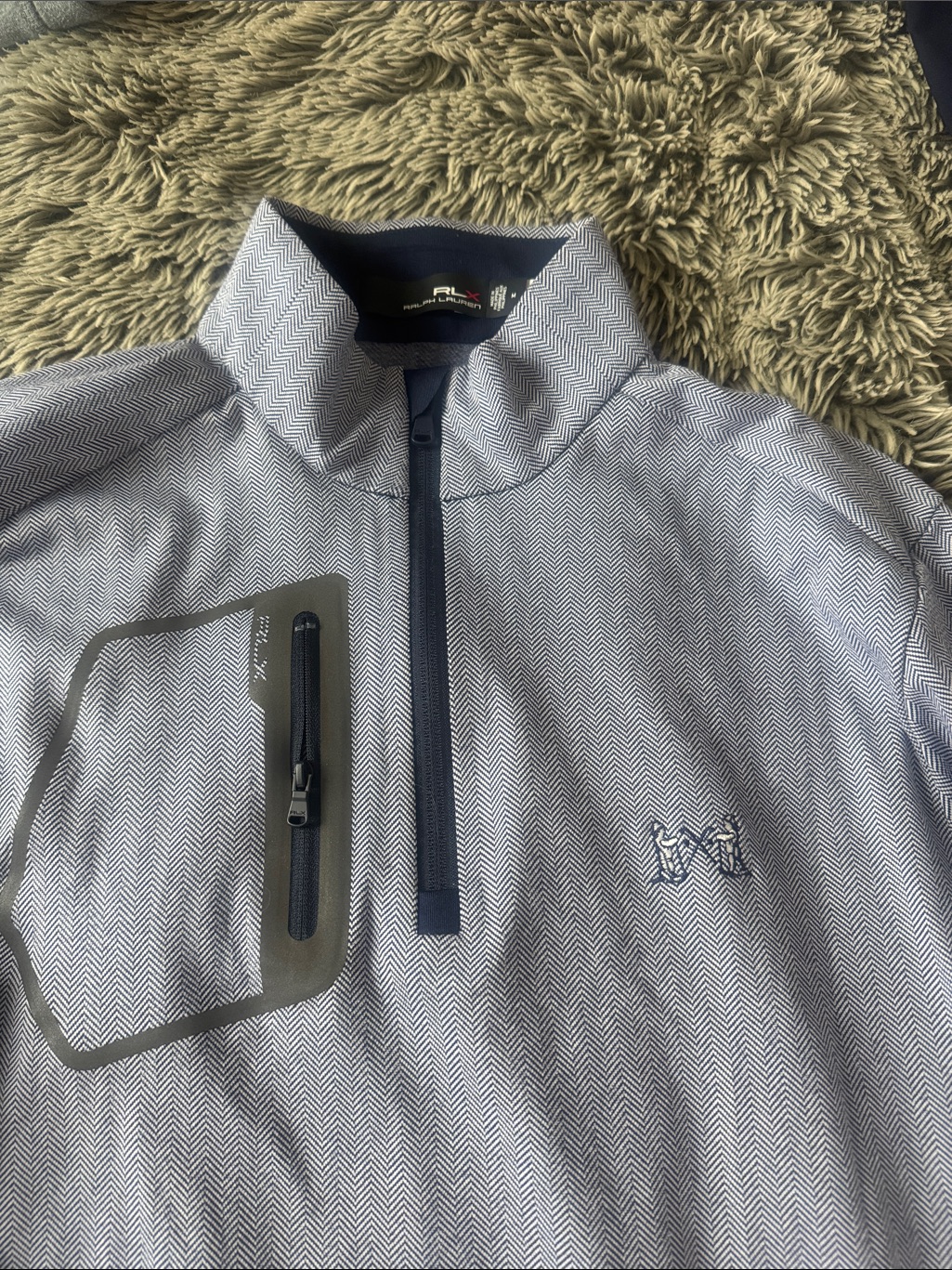 Ngla - National Golf Links Of America Blue/White Quarter Zip Medium